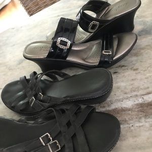 2 Pair Black slip on sandals